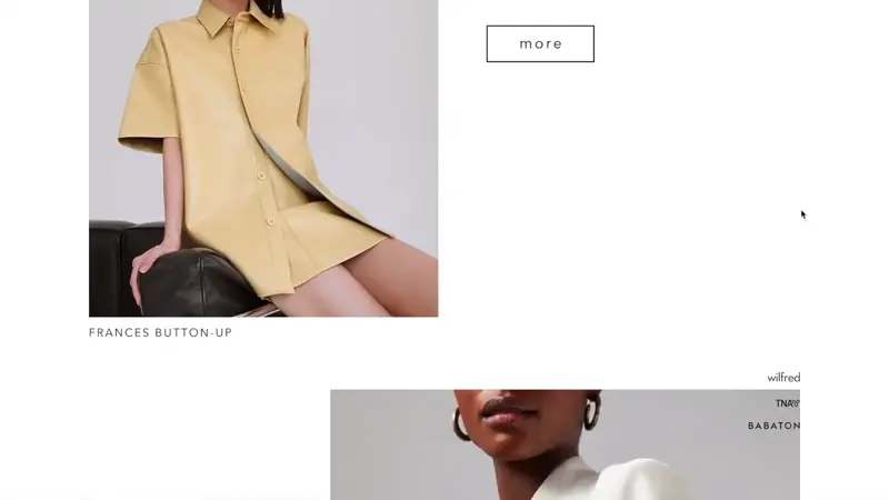 gif of the aritzia website redesign mockups