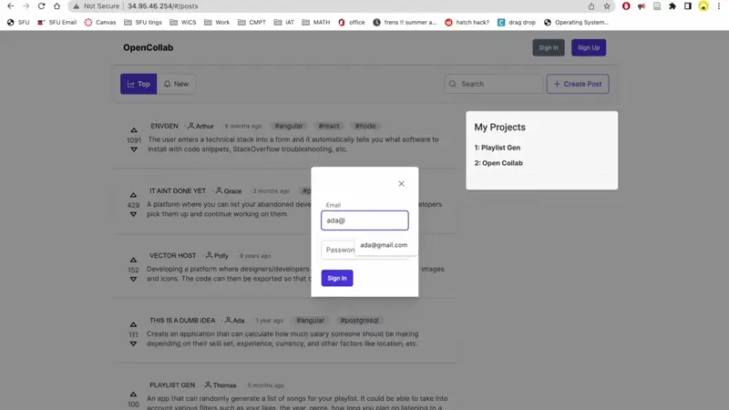 gif of the opencollab GUI